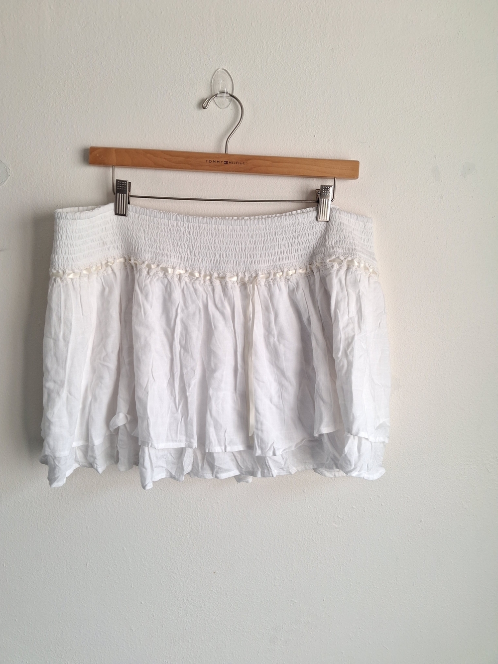 Hollister White Smocked Tiered Mini Skirt